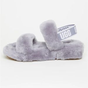 UGG UGGs gray oh yeah slide slipper sandal 9 brand new logo slingback